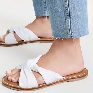 Matisse for Anthropologie White Leather Knotty Slide Flat Sandals